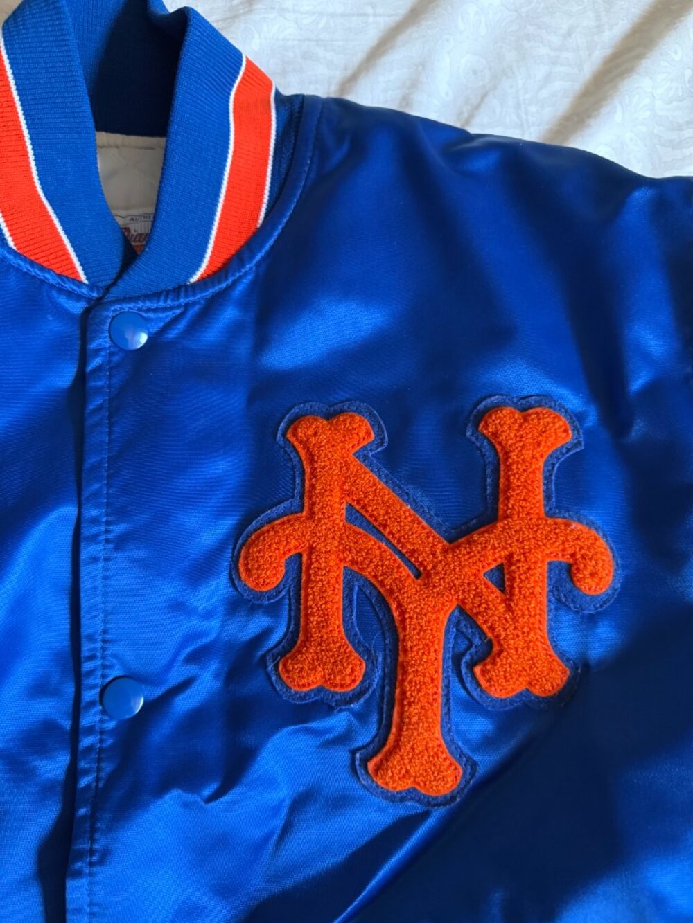 New York Mets Starter Satin Bomber Jacket Medium